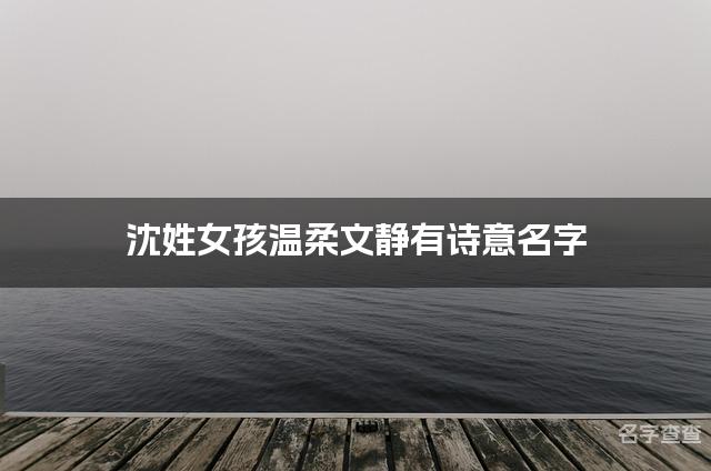 沈姓女孩温柔文静有诗意名字